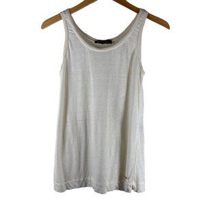 LORO PIANA White Linen Knit Scoop Neck Sleeveless Tank Size 42